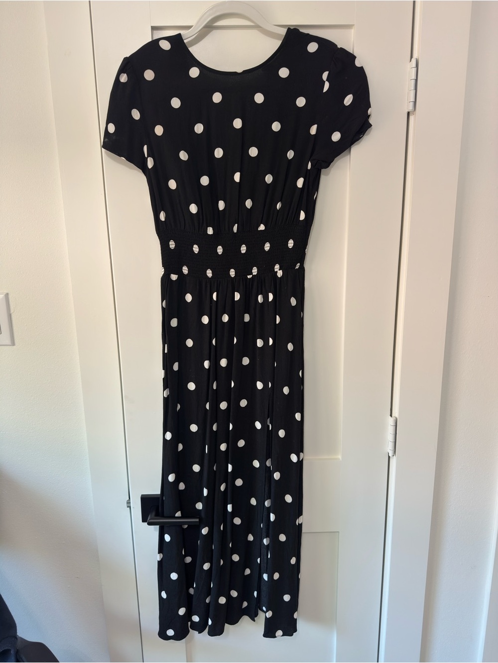 Aritzia Black and White Polka Dot Midi Dress